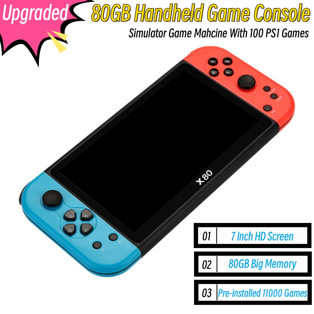 Gaming Console X80 - 80GB großer Bildschirm 7 Zoll Handheld-Spiele