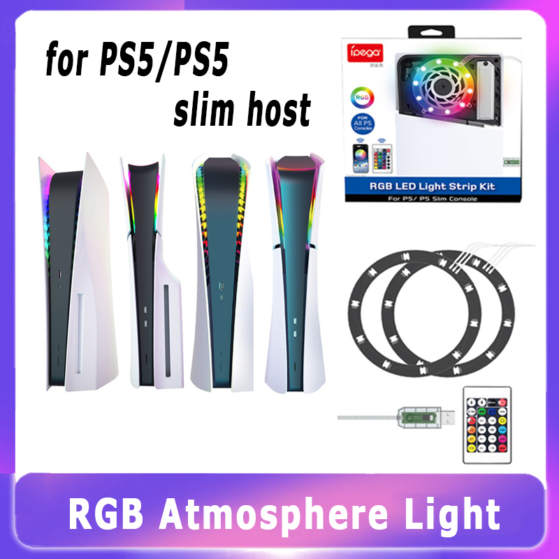 Gaming Console App - RGB-LED-Licht für PS5/PS5 Slim-Konsole, 8-farbiges Atmosphärenlicht