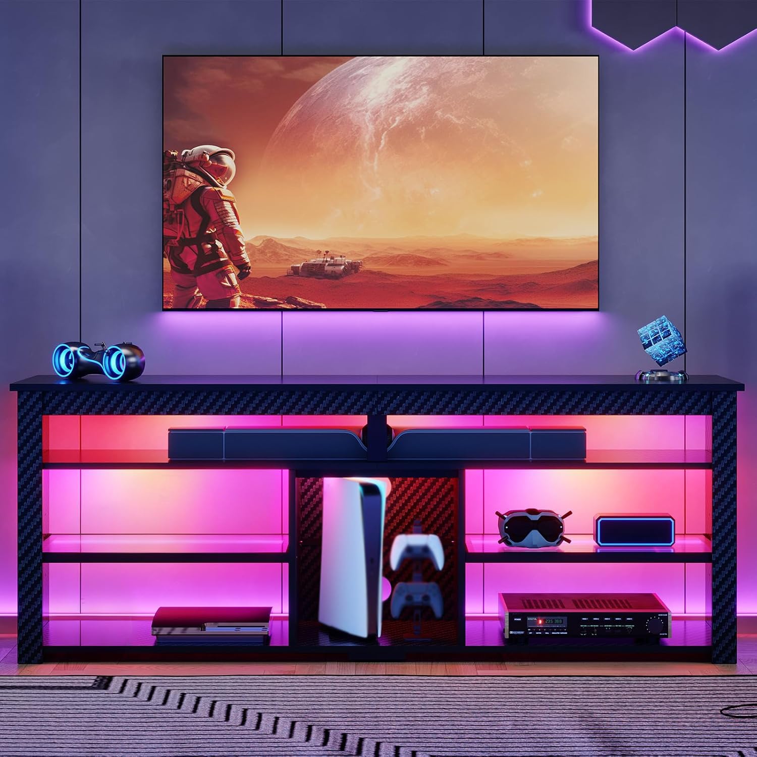 Hoher TV-Ständer, Unterhaltung – Gaming Console Entertainment Center Bewertung und Preis