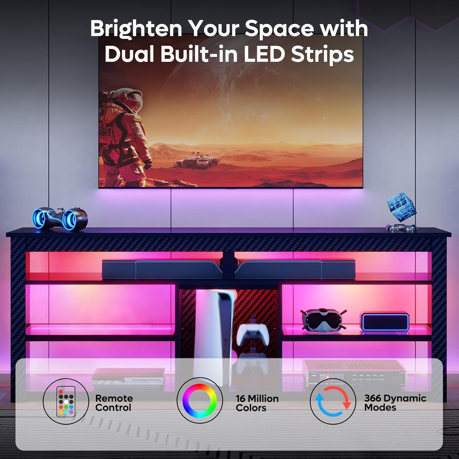Hoher TV-Ständer, Unterhaltung – Gaming Console Entertainment Center Bewertung und Preis