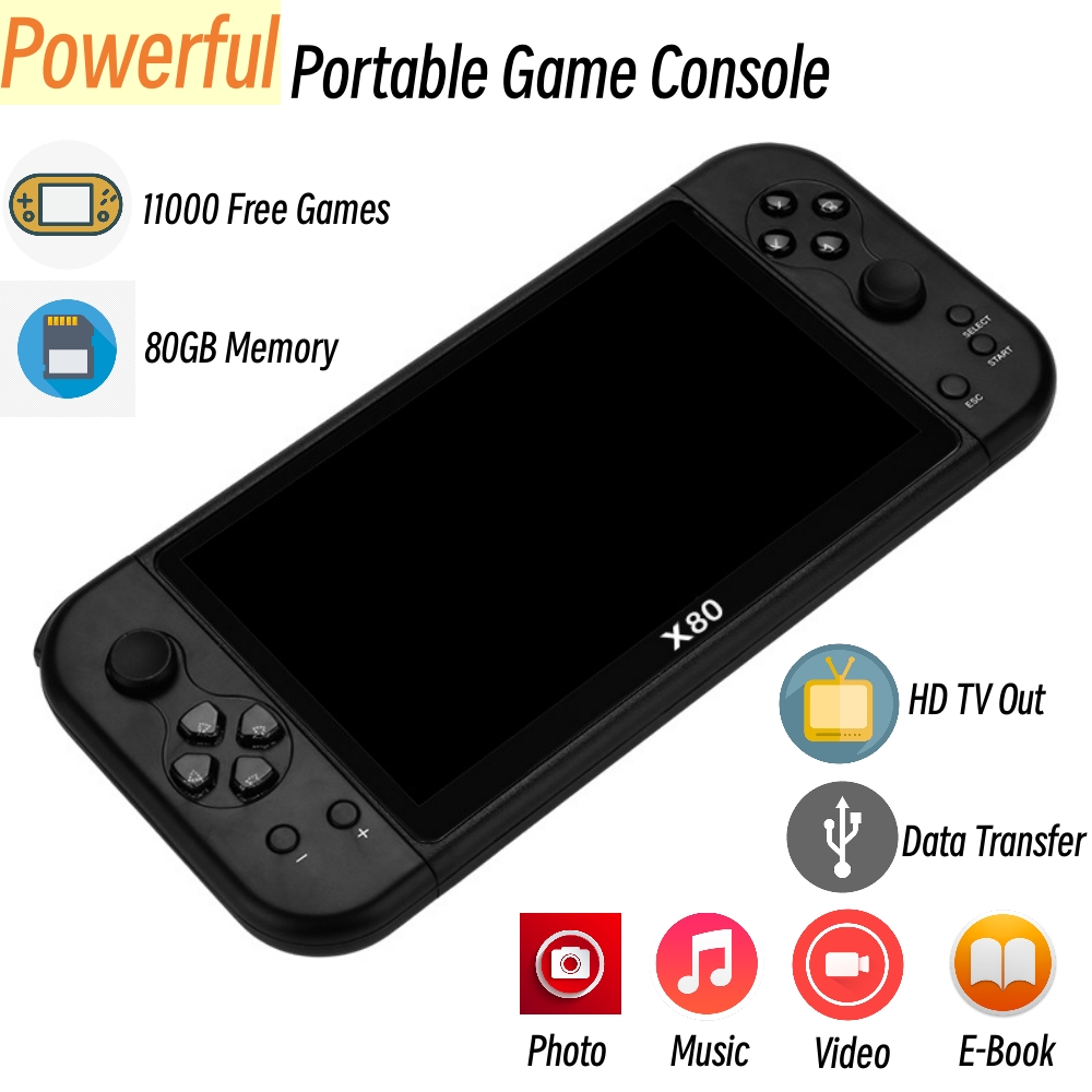 80GB großer Bildschirm 7 Zoll  – Gaming Console X80 Bewertung und Preis