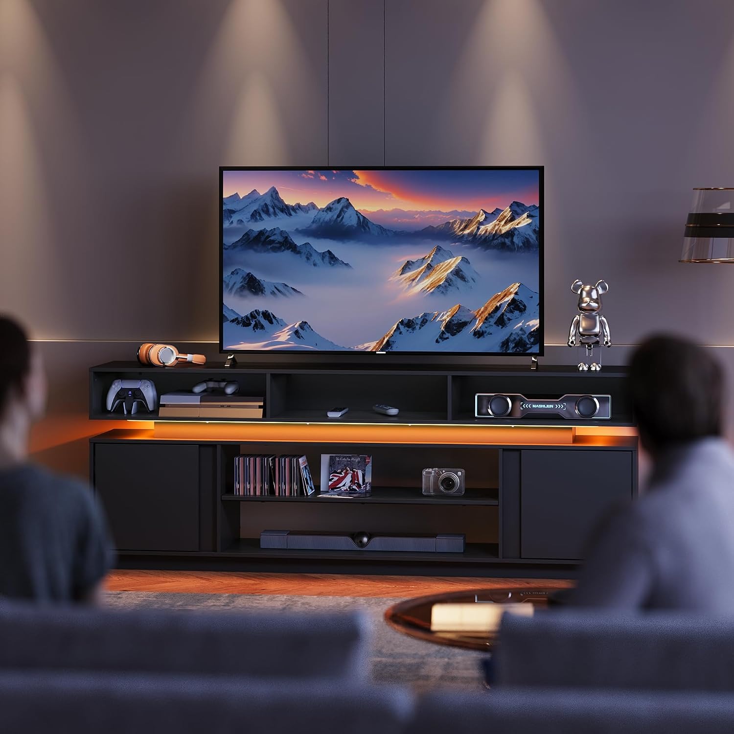 Moderner TV-Ständer für 75-Zol – Gaming Console Entertainment Center Bewertung und Preis