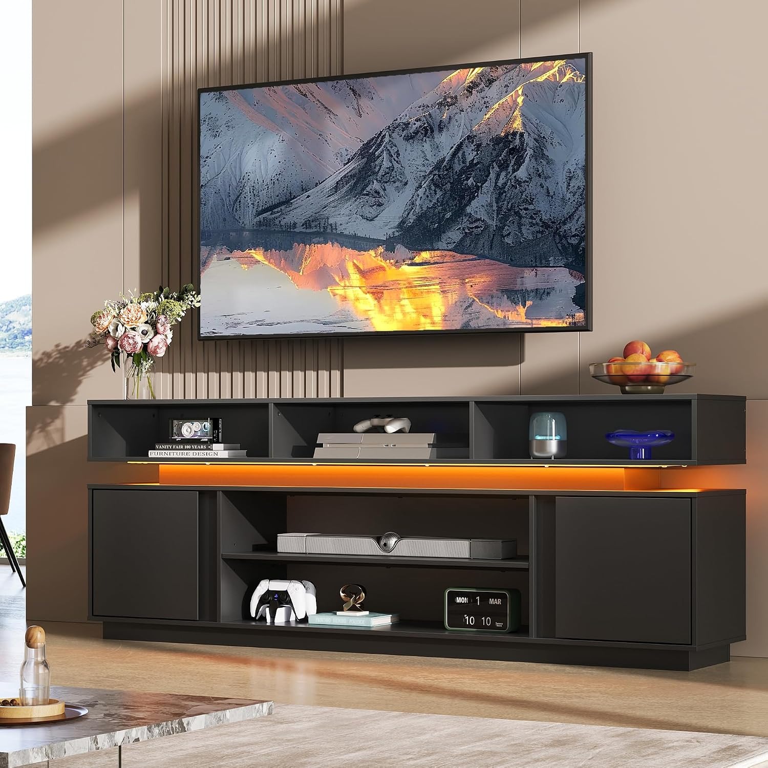 Moderner TV-Ständer für 75-Zol – Gaming Console Entertainment Center Bewertung und Preis