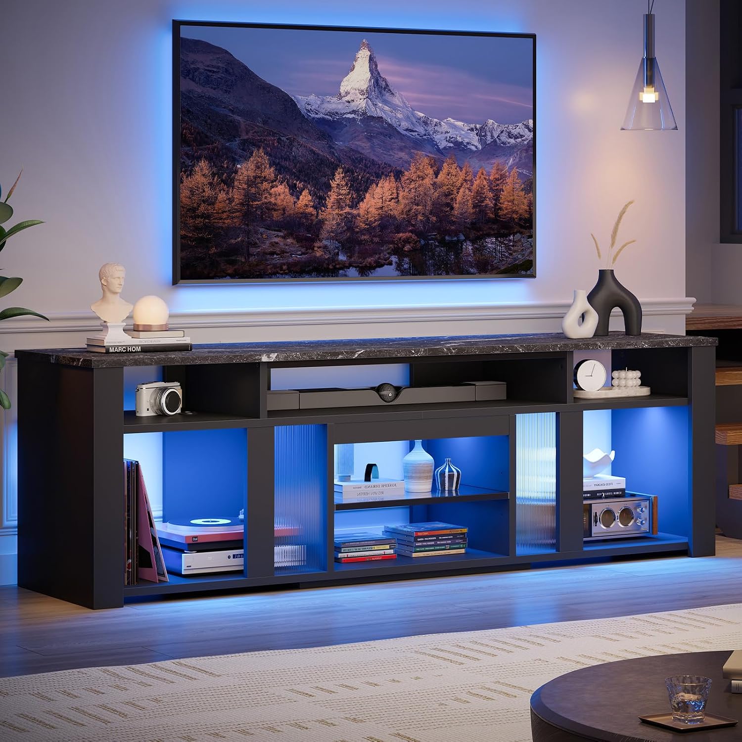 80 Zoll TV-Ständer, Unterhaltu – Gaming Console Entertainment Center Bewertung und Preis