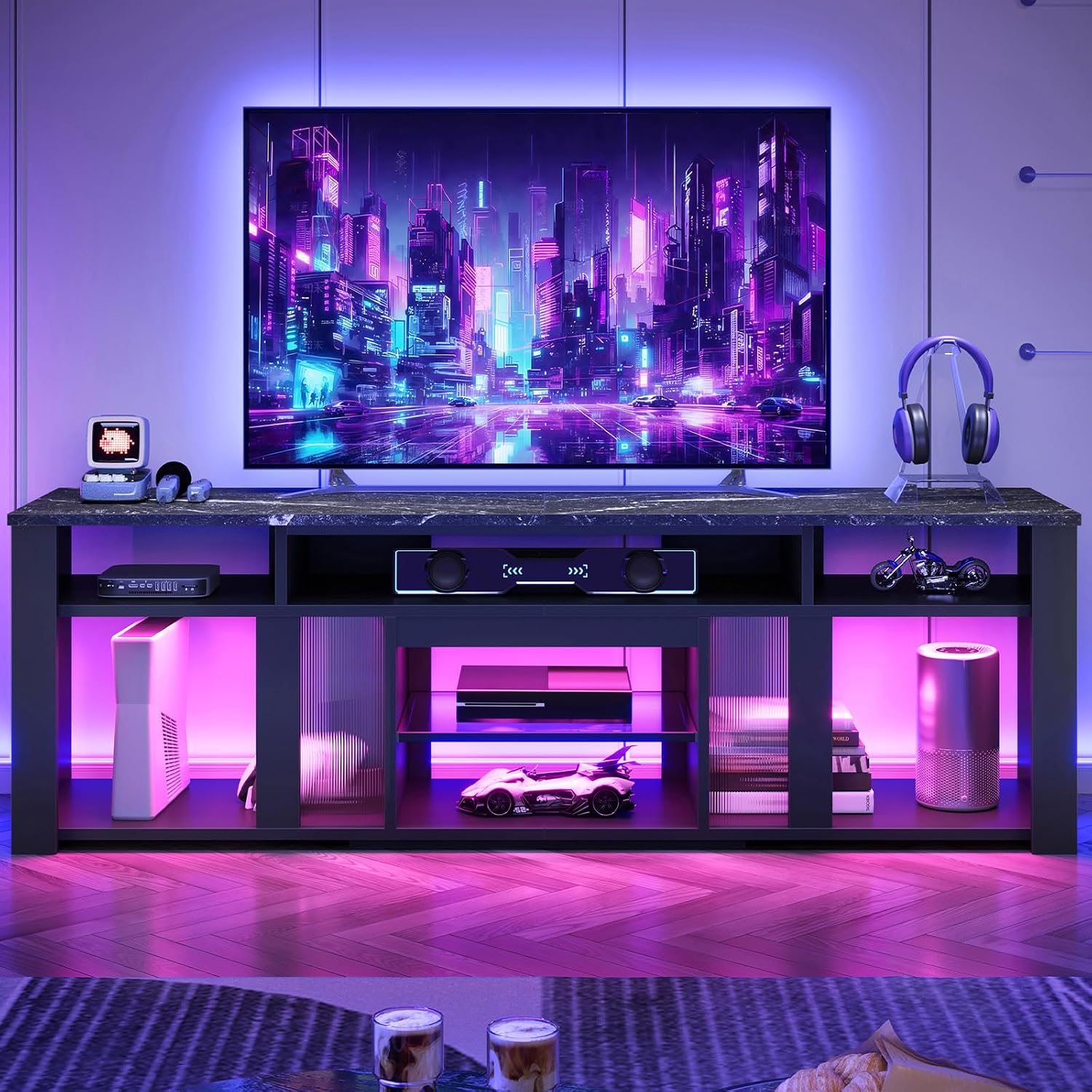 80 Zoll TV-Ständer, Unterhaltu – Gaming Console Entertainment Center Bewertung und Preis