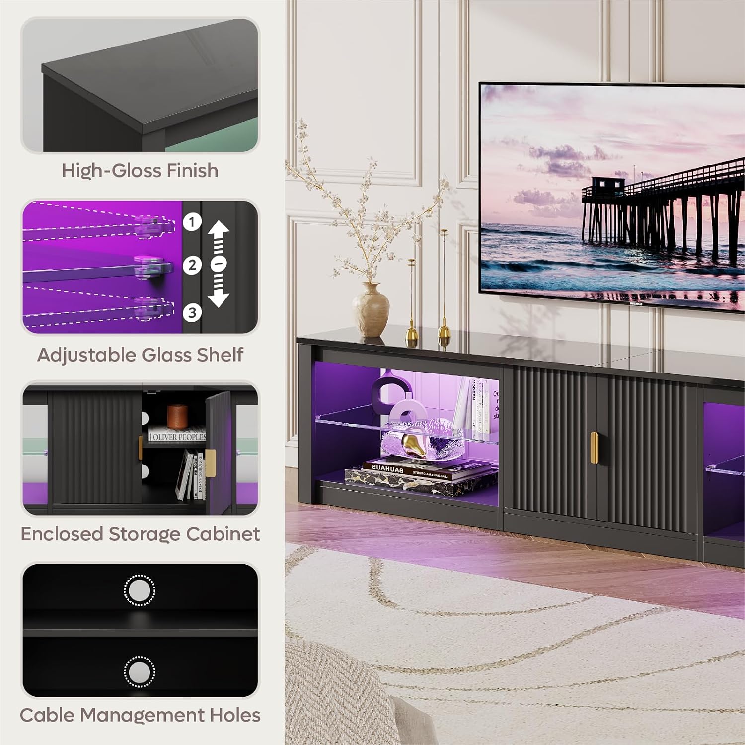 80-Zoll-TV-Ständer für 75-90-Z – Gaming Console Entertainment Center Bewertung und Preis