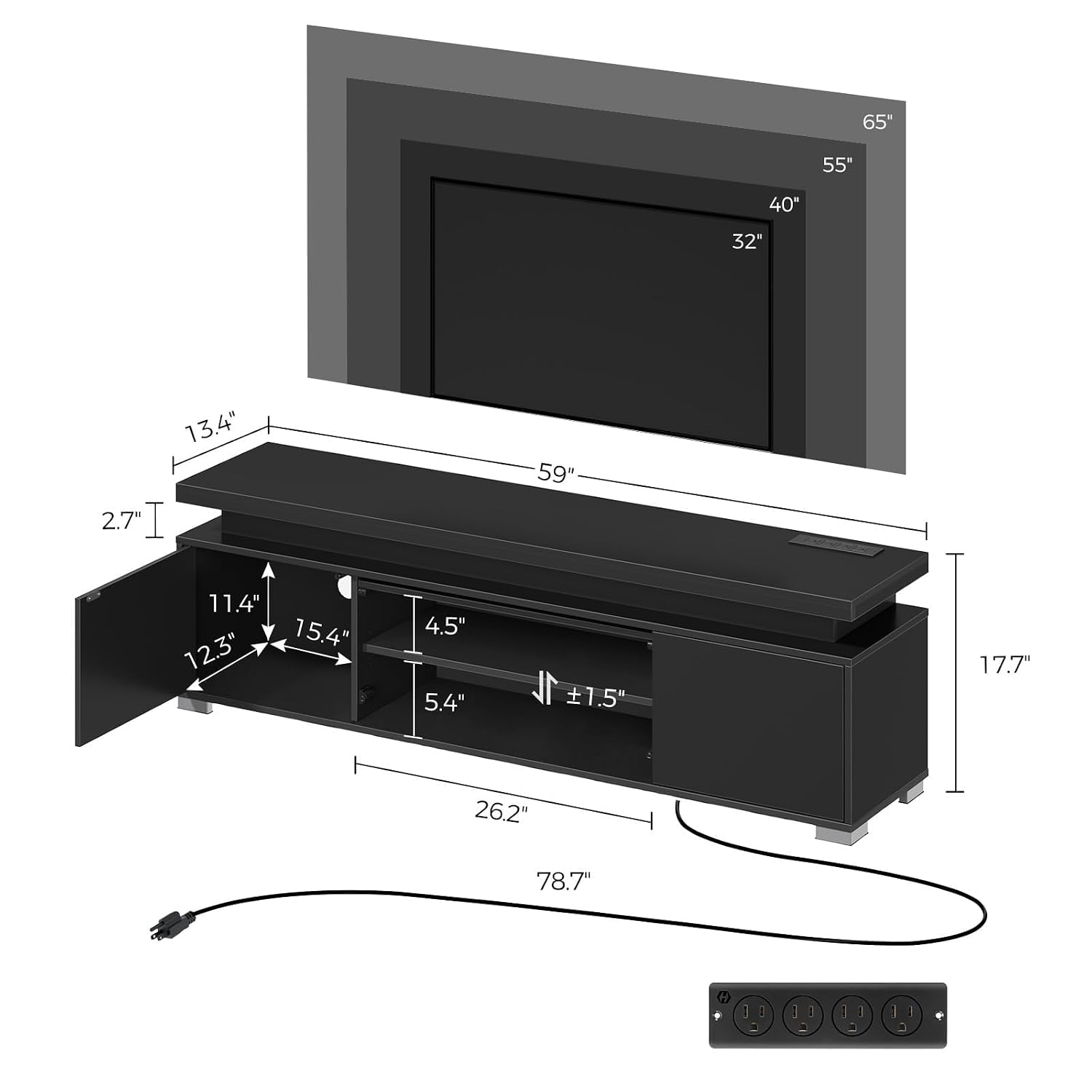 TV-Ständer mit Steckdose & LED – Gaming Console Entertainment Center Bewertung und Preis