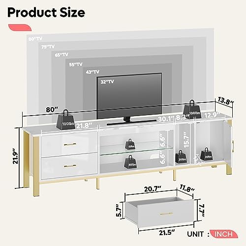 TV-Ständer für 75/80/85-Zoll-F – Gaming Console Entertainment Center Bewertung und Preis
