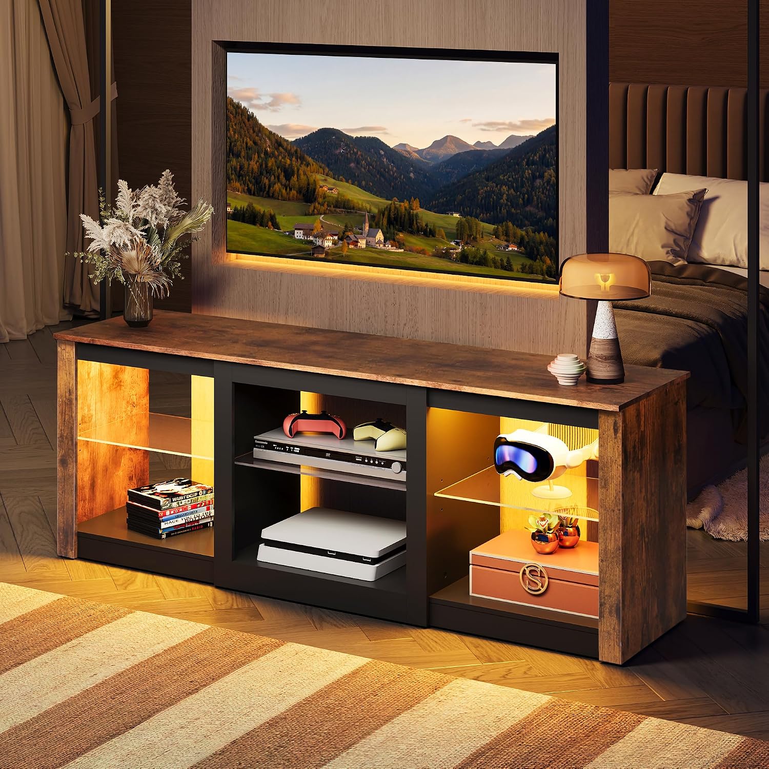 LED-TV-Ständer, Unterhaltungsz – Gaming Console Entertainment Center Bewertung und Preis