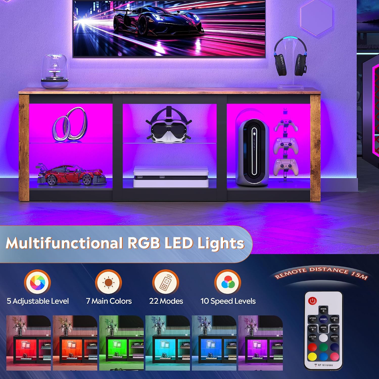 LED-TV-Ständer, Unterhaltungsz – Gaming Console Entertainment Center Bewertung und Preis